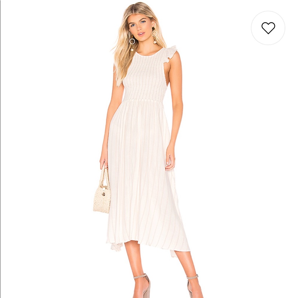 Free People Ivory Striped Ruffle Party Dress.